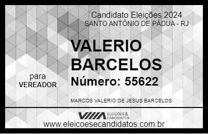 Candidato VALERIO BARCELOS 2024 - SANTO ANTÔNIO DE PÁDUA - Eleições