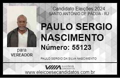 Candidato PAULO SERGIO NASCIMENTO 2024 - SANTO ANTÔNIO DE PÁDUA - Eleições