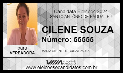 Candidato CILENE SOUZA 2024 - SANTO ANTÔNIO DE PÁDUA - Eleições