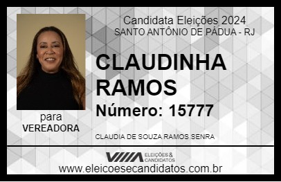 Candidato CLAUDINHA RAMOS 2024 - SANTO ANTÔNIO DE PÁDUA - Eleições