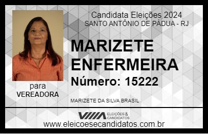 Candidato MARIZETE ENFERMEIRA 2024 - SANTO ANTÔNIO DE PÁDUA - Eleições