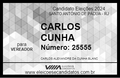 Candidato CARLOS CUNHA 2024 - SANTO ANTÔNIO DE PÁDUA - Eleições