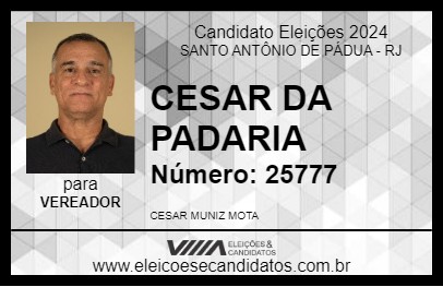 Candidato CESAR DA PADARIA 2024 - SANTO ANTÔNIO DE PÁDUA - Eleições