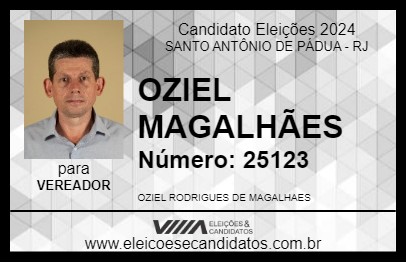 Candidato OZIEL MAGALHÃES 2024 - SANTO ANTÔNIO DE PÁDUA - Eleições