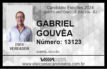 Candidato GABRIEL GOUVÊA 2024 - SANTO ANTÔNIO DE PÁDUA - Eleições