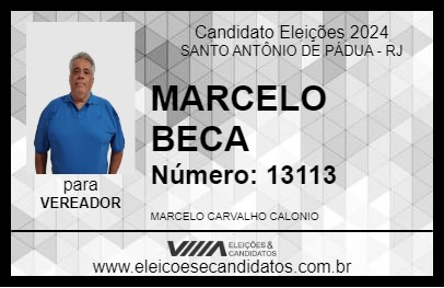 Candidato MARCELO BECA 2024 - SANTO ANTÔNIO DE PÁDUA - Eleições