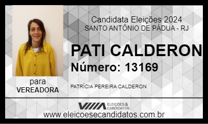 Candidato PATI CALDERON 2024 - SANTO ANTÔNIO DE PÁDUA - Eleições