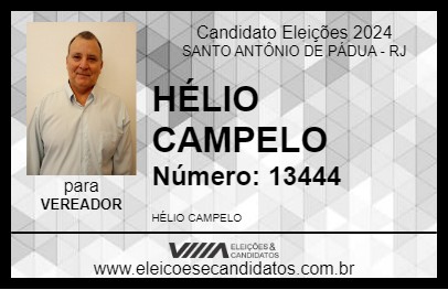 Candidato HÉLIO CAMPELO 2024 - SANTO ANTÔNIO DE PÁDUA - Eleições