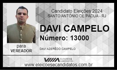 Candidato DAVI CAMPELO 2024 - SANTO ANTÔNIO DE PÁDUA - Eleições