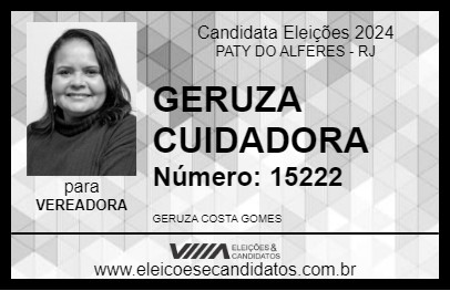 Candidato GERUZA CUIDADORA 2024 - PATY DO ALFERES - Eleições