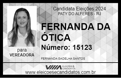 Candidato FERNANDA DA ÓTICA 2024 - PATY DO ALFERES - Eleições