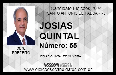 Candidato JOSIAS QUINTAL 2024 - SANTO ANTÔNIO DE PÁDUA - Eleições