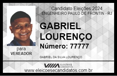 Candidato GABRIEL LOURENÇO 2024 - ENGENHEIRO PAULO DE FRONTIN - Eleições