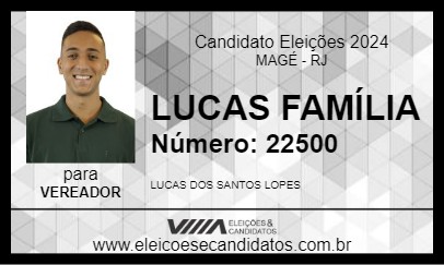 Candidato LUCAS FAMÍLIA 2024 - MAGÉ - Eleições