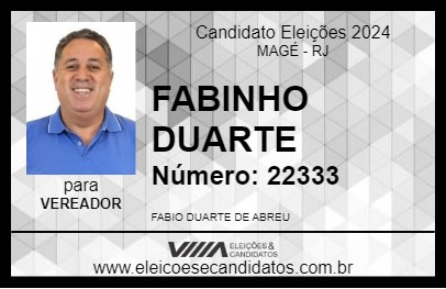 Candidato FABINHO DUARTE 2024 - MAGÉ - Eleições