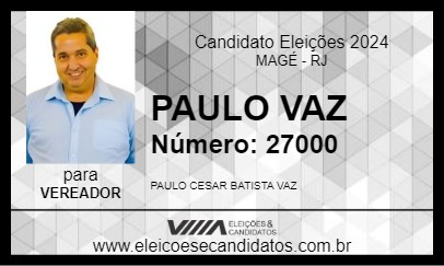 Candidato PAULO VAZ 2024 - MAGÉ - Eleições