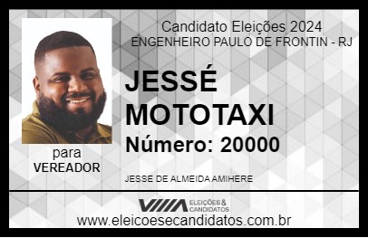 Candidato JESSÉ MOTOTAXI 2024 - ENGENHEIRO PAULO DE FRONTIN - Eleições