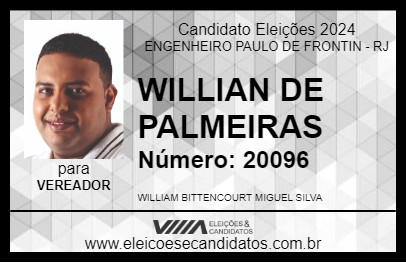 Candidato WILLIAN DE PALMEIRAS 2024 - ENGENHEIRO PAULO DE FRONTIN - Eleições