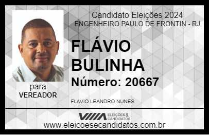 Candidato FLÁVIO BULINHA 2024 - ENGENHEIRO PAULO DE FRONTIN - Eleições