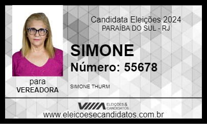 Candidato SIMONE 2024 - PARAÍBA DO SUL - Eleições