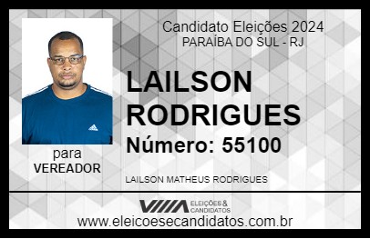 Candidato LAILSON RODRIGUES 2024 - PARAÍBA DO SUL - Eleições