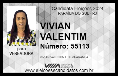 Candidato VIVIAN VALENTIM 2024 - PARAÍBA DO SUL - Eleições