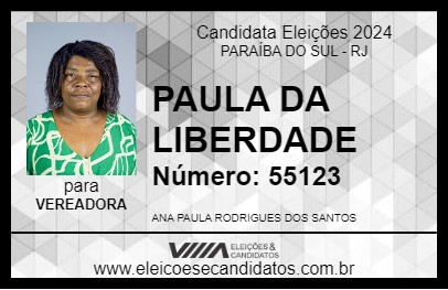 Candidato PAULA DA LIBERDADE 2024 - PARAÍBA DO SUL - Eleições