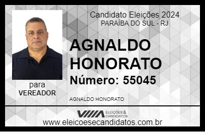 Candidato AGNALDO HONORATO    2024 - PARAÍBA DO SUL - Eleições