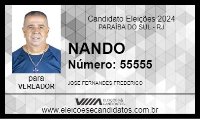 Candidato NANDO 2024 - PARAÍBA DO SUL - Eleições