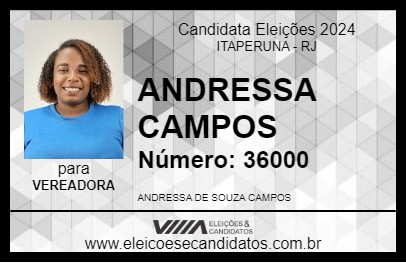 Candidato ANDRESSA CAMPOS 2024 - ITAPERUNA - Eleições