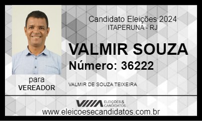 Candidato VALMIR SOUZA 2024 - ITAPERUNA - Eleições