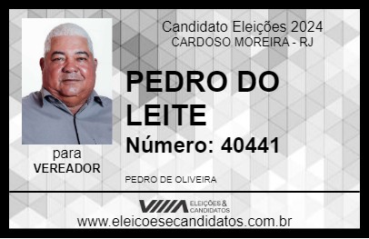 Candidato PEDRO DO LEITE 2024 - CARDOSO MOREIRA - Eleições