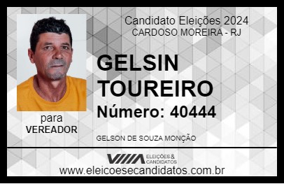 Candidato GELSIN TOUREIRO 2024 - CARDOSO MOREIRA - Eleições