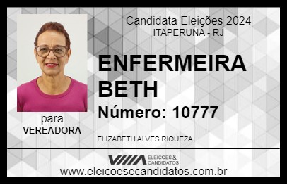 Candidato ENFERMEIRA BETH 2024 - ITAPERUNA - Eleições