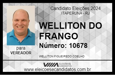 Candidato WELLITON DO FRANGO 2024 - ITAPERUNA - Eleições