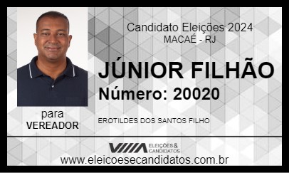 Candidato JÚNIOR FILHÃO 2024 - MACAÉ - Eleições