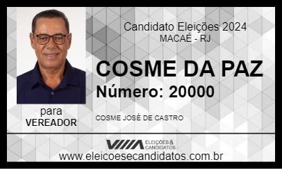 Candidato COSME DA PAZ 2024 - MACAÉ - Eleições