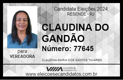 Candidato CLAUDINA DO GANDÃO 2024 - RESENDE - Eleições