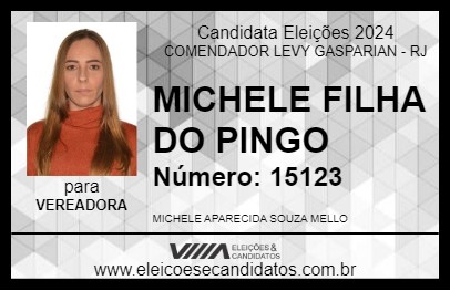 Candidato MICHELE FILHA DO PINGO 2024 - COMENDADOR LEVY GASPARIAN - Eleições