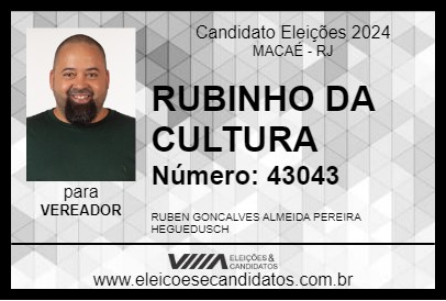 Candidato RUBINHO DA CULTURA 2024 - MACAÉ - Eleições