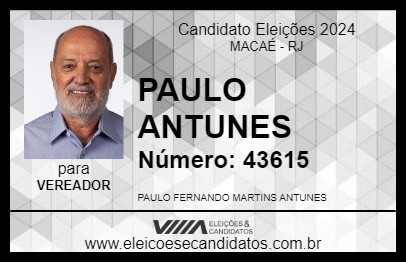 Candidato PAULO ANTUNES 2024 - MACAÉ - Eleições