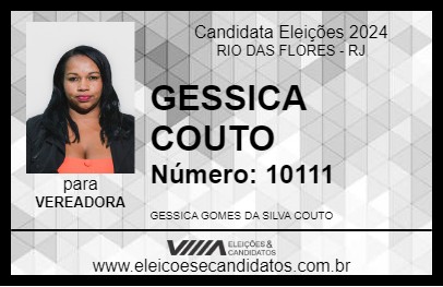 Candidato GESSICA COUTO 2024 - RIO DAS FLORES - Eleições