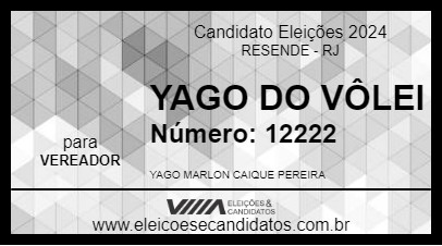 Candidato YAGO DO VÔLEI 2024 - RESENDE - Eleições