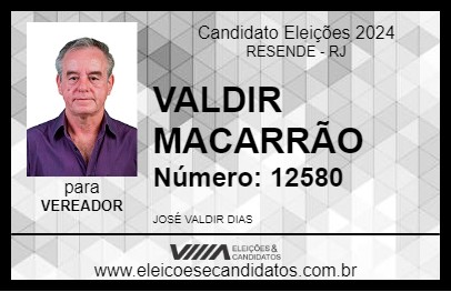 Candidato VALDIR MACARRÃO 2024 - RESENDE - Eleições