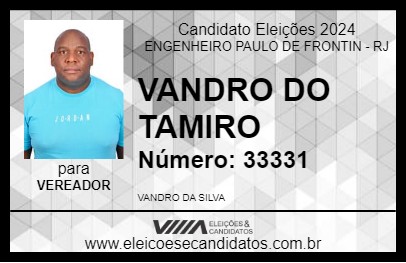 Candidato VANDRO DO TAMIRO 2024 - ENGENHEIRO PAULO DE FRONTIN - Eleições