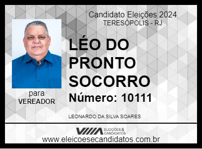 Candidato LÉO DO PRONTO SOCORRO 2024 - TERESÓPOLIS - Eleições