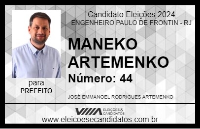 Candidato MANEKO ARTEMENKO 2024 - ENGENHEIRO PAULO DE FRONTIN - Eleições