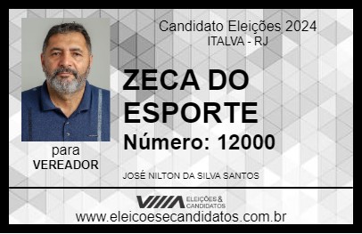 Candidato ZECA DO ESPORTE 2024 - ITALVA - Eleições