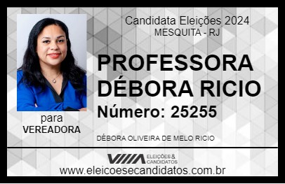 Candidato PROFESSORA DÉBORA RICIO 2024 - MESQUITA - Eleições