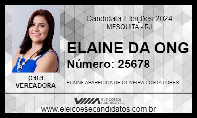 Candidato ELAINE DA ONG 2024 - MESQUITA - Eleições